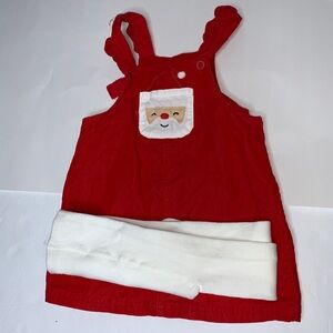 Carter's Santa Jumper Overall Corduroy Christmas Red Dress Size 24 Months